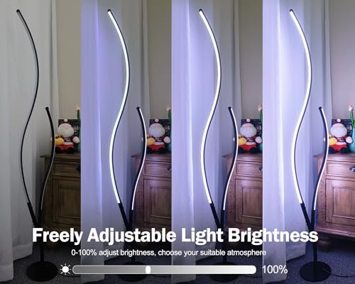 Image of DAYCENT RGBWIC Floor Lamps Modern Smart Corner Lamp with APP and Remote 1500 Lumen LED Lights with Music Sync, 16 Million DIY Colors, Scene Modes Ambience Light for Bedroom Living Room Black