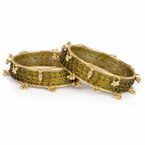 Image of Shining Diva Fashion 16 Pcs Trendy Stylish Glass & Kashmiri Ghungroo Bangles Set for Women & Girls | Traditional Festive Wedding Party Jewellery