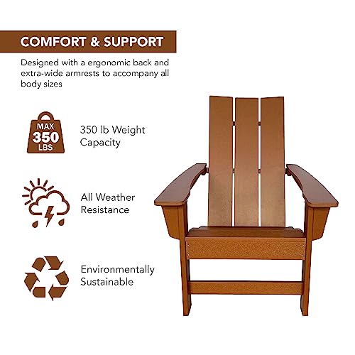 Shine Company 7623Br Modern Plastic Adirondack Chair | Weatherproof Fire Pit Chairs | Durable Resin Composite Adirondack Chairs – Brown #TOP1