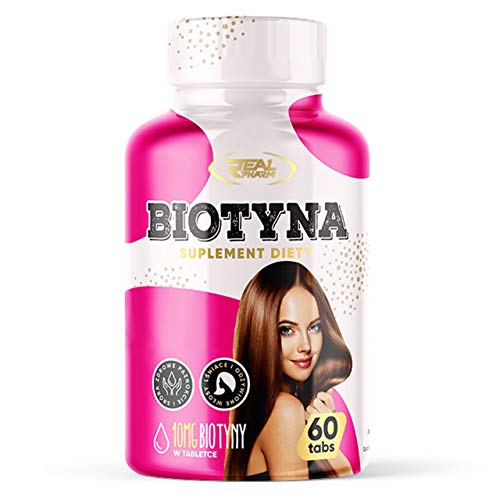 Real Pharm Biotine Pakket van 1 x 60 Tabletten - met Zink en Selenium voor Haar - Huid en Nagels - Voedingssupplement voor Vrouwen - Supergroei - Vitamine B7