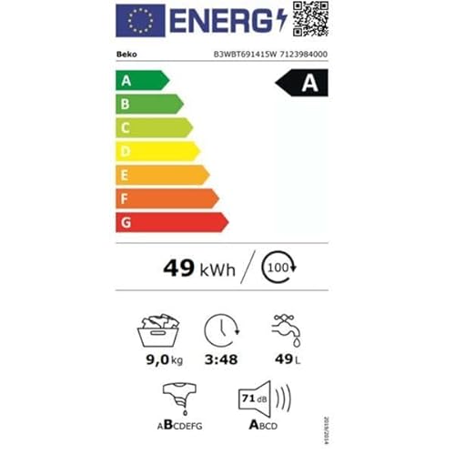 Lave-Linge Intégrable Beko B3WBT691415W – 9 Kg, 1400 Tr/min, Classe A - vue 5