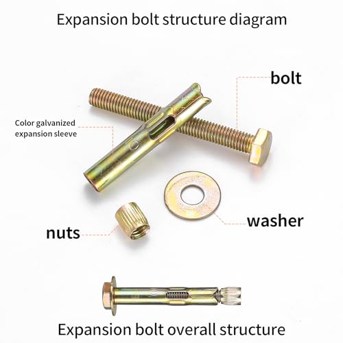 25 Stück Schwerlastanker, Schwerlastdübel, Betonanker, M6 M7 M8 M10 Dehnschrauben, Sechskant Bolzenanker Ankerschrauben für Beton Ziegel Hohlblocksteine Gewindestange Stockschrauben