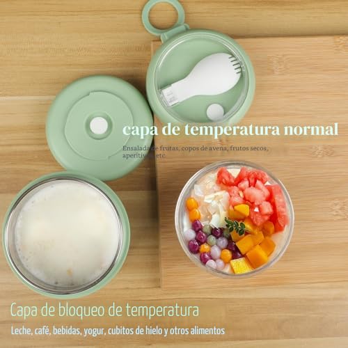 Miniatura 2 de Jastoo Taza De Cereales Y Yogur Para Llevar Con Tapa 530 Ml 330 Ml - Fiambrera Para Desayuno, Ensalada, Rice