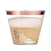 100 Rose Gold Rimmed Plastic Cups – 9 Oz Hard Clear Disposable Drink Glasses For Wedding Reception Baby Shower & Holiday Party – Premium Metallic Tumbler