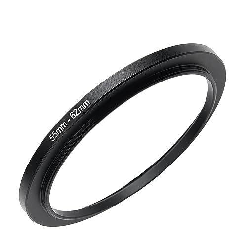 Image of 55mm to 62mm Step-up Adapter Rings Filter Adapter Black Metal Step Down Filter Ring Adapter Compatible with All Brand UV CPL ND Camera Lens Filter Stepping Rings (55mm-62mm), (NLY001)