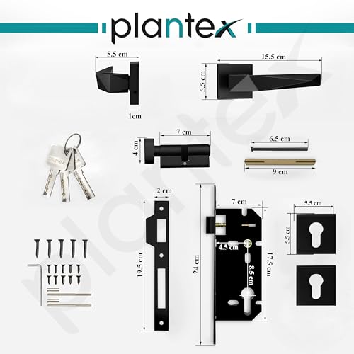 Image of Plantex Main Door Lock Set /Door Handle Lock /Mortise Door Lock for Home with 3 Years of Warranty (7129, Z-Black)