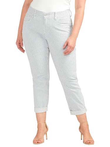 JAG Jeans Women's Plus Size Carter Girlfriend Jeans - Mid Rise, Slim Leg, Light Indigo Wash (LegacyJeans)
