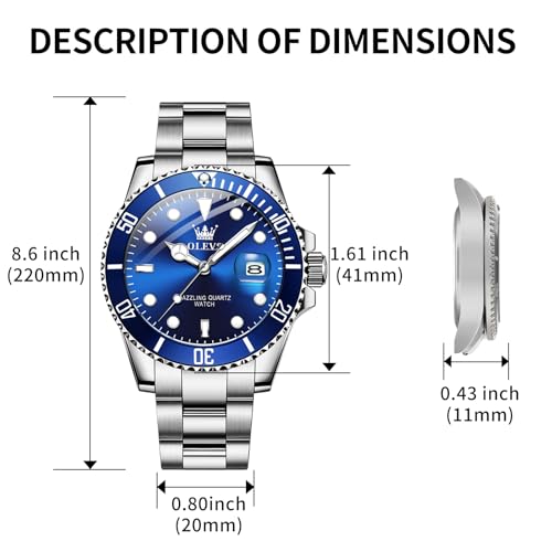 Image of OLEVS Luxury Watches for Men Big Stainless Steel Waterproof Quartz Analog