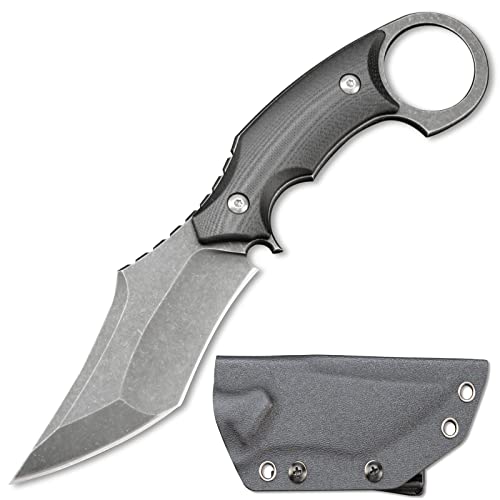 Ccanku C1117 Fixed Blade Knife,D2 Steel Blade +G10 Handle Outdoor EDC Survival Claw Knife with Kydex Sheaths(Black) …