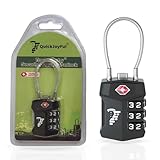 QJF Candado Maleta TSA con Combinación de 3 Dígitos – Seguridad Aprobada para Viajes – Números Blancos Grandes y de Fácil Configuración – Candado Resistente para Equipaje, Mochila y Taquilla