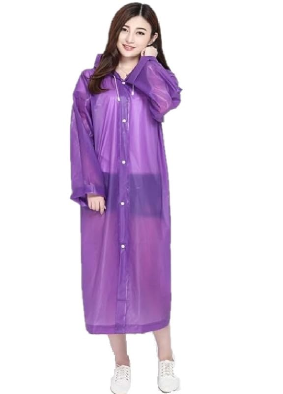 w+ Unisex Waterproof Long Raincoat with Hood | Lightweight Reusable Rain Poncho | Button Closure Rain Wear for Men & Women Outdoor, Travel & Daily Use-picture-43