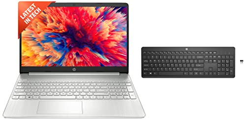 Image of HP 15s, 12th Gen Intel Core i5 8GB RAM /512GB SSD 15.6-inch(39.6 cm) Micro-Edge Anti-Glare FHD Touch Laptop & 230 Wireless Black Keyboard with 2.4GHz connectivity up to 10m