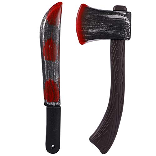 Kesyoo Bloody Fake Weapons Halloween Prop Sword Axe Crowbar Hatchet Knife Hammer Costume Cosplay Haunted House Decor #TOP7