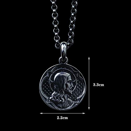 Pendentif Jésus et Vierge Marie collier chrétien vintage pour femme long de 60cm - 4