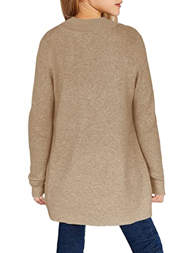Image of Girls Cardigan Kids Open Front Oversized Sweater with Pockets | Casual Cardigans, Soft Knit, Long Sleeve, Uniform Cardigan for Girls, 7-14 Years
