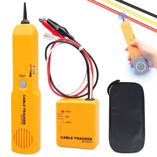 BIZOI Buscador de Cables Generador, Buscador de Cables y Generador de Tonos, Multifuncional buscador RJ11 para Probador de Cable de Red, Verificación de Continuidad, Control de cables(Amarillo)