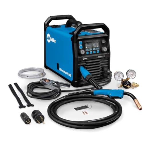 Millermatic 211 PRO MIG Welder Machine - Dual-Voltage Portable Flux Core Welder with Auto-Set & Spool Gun Detection - Aluminum, Mild & Stainless Steel Welding Machine - Wire Feed Gas Welder