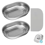 Stainless Steel Bowls and Mat Set for Automatic Microchip Pet Feeder, YOIHABV 2 Single SUS 304 Bowls and 1 Silicone Mat, Keep Food Fresh, Easy to Clean, Protect Cat Feeder