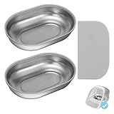 Stainless Steel Bowls and Mat Set for Automatic Microchip Pet Feeder, YOIHABV 2 Single SUS 304 Bowls and 1 Silicone Mat, Keep Food Fresh, Easy to Clean, Protect Cat Feeder