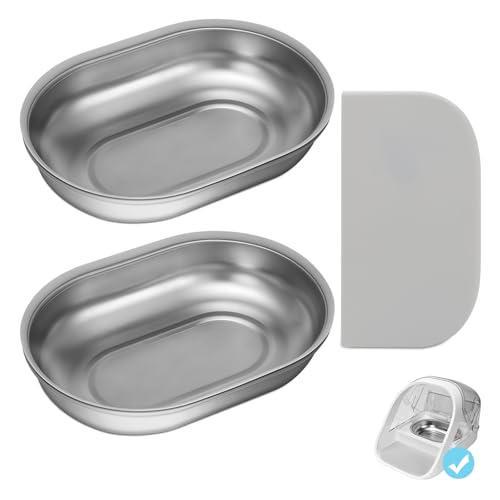 Stainless Steel Bowls and Mat Set for Automatic Microchip Pet Feeder, YOIHABV 2 Single SUS 304 Bowls and 1 Silicone Mat, Keep Food Fresh, Easy to Clean, Protect Cat Feeder by YOIHABV - Used condition - US$17.06