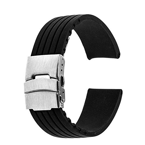 Bracelet de montre universel silicone résine 22mm avec boucle acier inoxydable