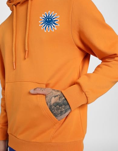 Image of Veirdo Cotton Fleece Regular Fit Full Sleeve Hooded Sweatshirt Front and Back Graphic Printed Jumper Hoodie for Men