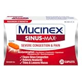 Mucinex Sinus-Max Congestion and Pain Caplet, 20 Count (Pack of 2)