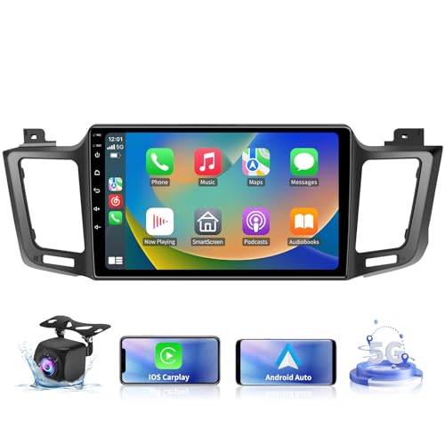 Upgrade Car Stereo Radio for Toyota RAV4 2013 2014 2015 2016 2017 2018 - Wireless Carplay and Android Auto GPS Navigation - 4GB+32GB 10.2 inch Touchscreen Bluetooth RDS FM 5GWIFI SWC Backup Camera by TopWeb - Used condition - US$78.30