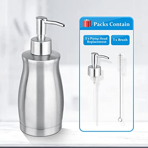 Kuntbeet Upgraded Stainless Steel Brushed Nickel, Refillable Liquid Hand Soap Dispenser For Bathroom, Kitchen Large Capacity (13.5Oz) #TOP1