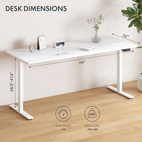 Image of FLEXISPOT 79 inchx32 inch Electric Standing Desk, White