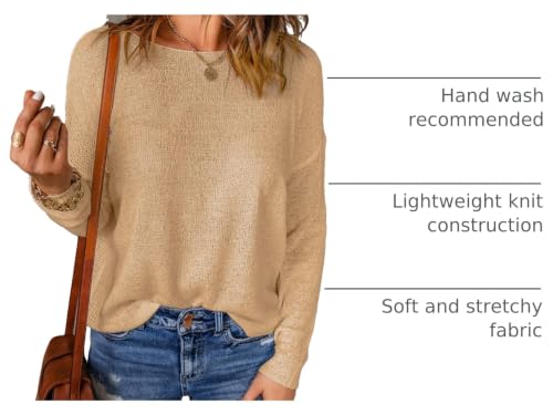 Image of Acelitt Womens Casual Lightweight Long Sleeve Crewneck Knit Shirts Tops, S-XXL