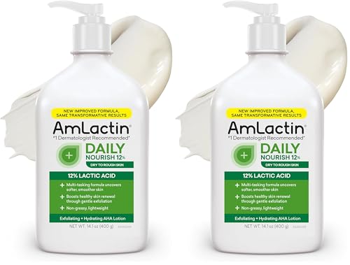 AmLactin Daily Nourish 12% - 14.1 oz Body Lotion with 12% Lactic Acid - Exfoliator and Moisturizer for Dry Skin (Packaging May Vary)​ (Pack of 2)
