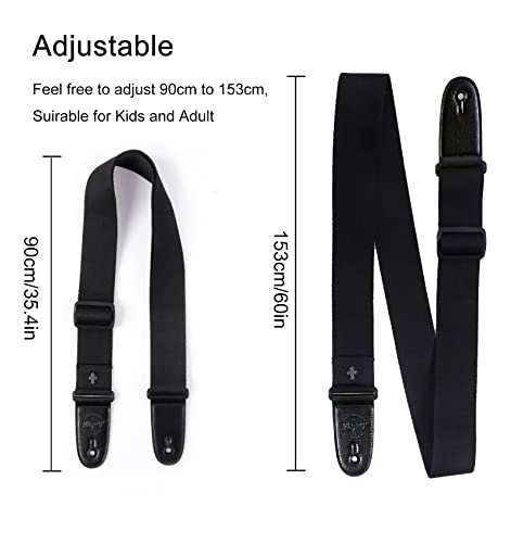 Wepop Sangle de Guitare Noir Ajustable Coton Tissé Avec Extrémités en Cuir Pu, Accessoires pour Guitare Acoustique Basse… - Les Beatles, Paul McCartney, John Lennon, RIngo Starr, George Harrison Wepop Sangle de Guitare Noir Ajustable Coton Tissé Avec Extrémités en Cuir Pu, Accessoires pour Guitare Acoustique Basse… – Image 5