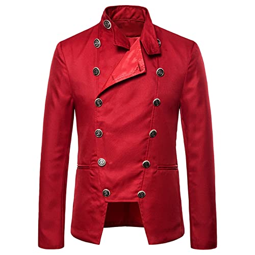 Veste de costume rétro punk gothique rouge XXL pour homme style scène