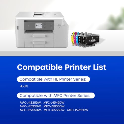 Image of LC406XL Ink Cartridges for Brother Printer Replacement for LC406 XL, 5 Pack