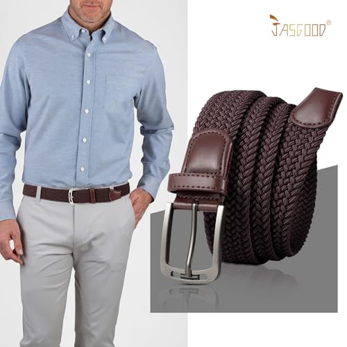 JASGOOD Men Elastic Braided Woven Belt Casual Canvas Woven Stretch Golf Belt for Men Women Jeans Suits Pants2