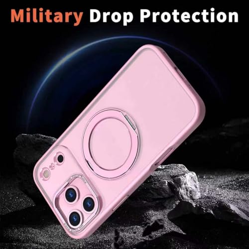 Coque iPhone 17 Pro antichoc rose pour vidéo avec support 360