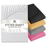 Imperial Rooms King Size Fitted Sheets - Extra Deep Brushed Microfiber White Bed Sheets 40cm/16" Easy Care Soft Fitted Bed Sheet - Shrinkage and Fade Resistant