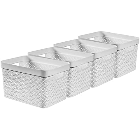 Curver Terrazzo x4 Large Rectangular Storage Basket 17L - Grey Cover