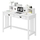 Computer Desk with 4 Drawers, Vanity Table with Removable Floating Organizer, Writing Desk with...