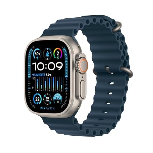 Apple Watch Ultra 2 GPS + Cellular 49mm Smartwatch con robusta cassa in titanio e Cinturino Ocean blu. Fitness tracker, GPS di precisione, tasto Azione, batteria a lunghissima durata