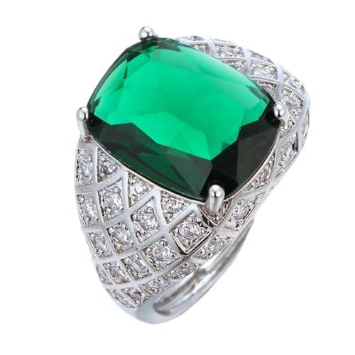 HALUKAKAH Émeraude Bague pour Homme Tanzanite D10,0 ct Argent 925 Plaqué Platine,Audacieuse Sertie Griffes en Ovale Vintage,Pierres Latérales en Moissanite,Taille...