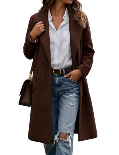 Image of Zeagoo Wool Blend Coat Women Double Breasted Winter Peacoat Fall Outfits