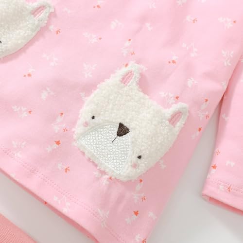 Image of HILEELANG Toddler Girl Fall Outfits Clothing Pants Set Sweatshirt Cotton Strench Leggings Playwear Sets 2pc