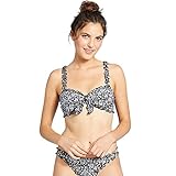 Xhilaration Juniors' Bralette Bikini Top - Ribbed Ruffle Tie, Black Flora, Size XS (00)