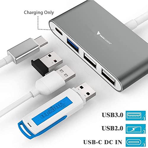 Image of Vaku Luxos USB Type C Hub QUARDO 4IN1 Multi Port USB 3.0 High-Speed Adapter Connector (5GBPS) Data Transfer Converter Extension Compatible with MacBook Air Pro, Laptop & Other Type C Devices