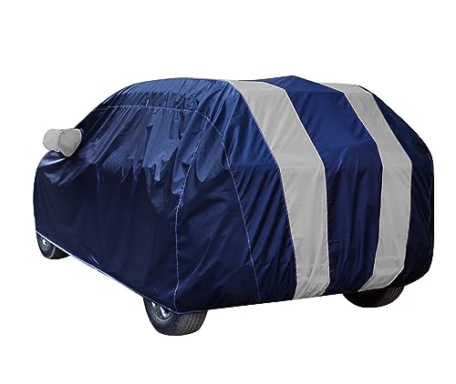 Image of Auto Hub Car Cover Compatible with Mhindara BE 6 with Mirror Pocket, Water Resistant, Triple Stitched, BE 6 Car Cover- Navy-Silver