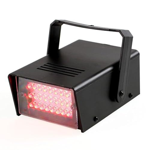 ENUOLI Mini LED Strobe Light Red Color with 24 Super Bright LEDs Variable Speed Control for Christmas Clubs Stage Light Effect DJ Disco Bars Party Halloween (Red Color)