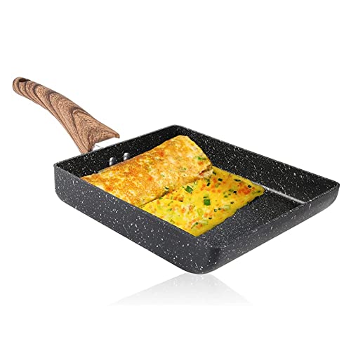 Sartén for panqueques Sartén for tortillas Sartén for tortillas japonesas, Sartén antiadherente for huevos Sartén cuadrada Sartén con mango de madera for crepes, crepes, tortillas, huevos fritos sarté