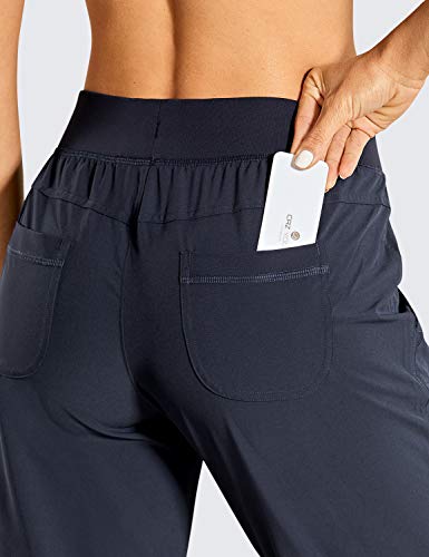 CRZ YOGA Calça de Corrida Leve Feminina com Bolsos de Cordão e Elásticas de Cintura Marinha PP